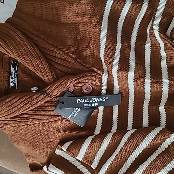 Men's Shawl Collar Sweater Cable Knitted Striped Slim Fit Pullover Sweaters - Picture 8 of 8